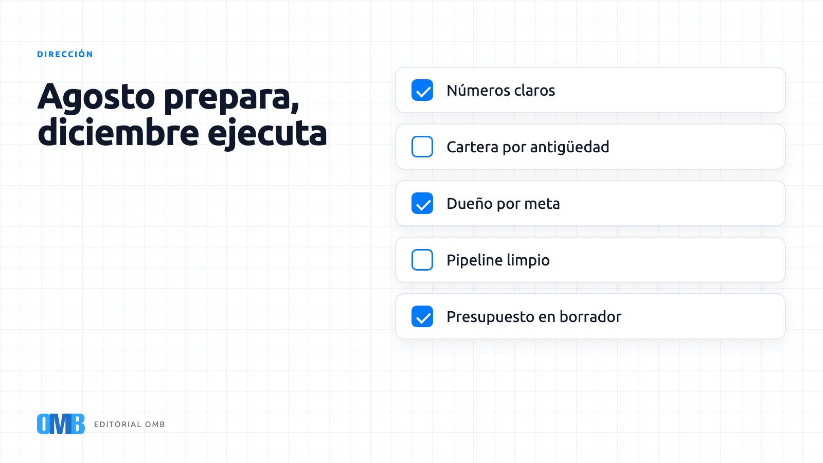Lo que un director general debe dejar listo antes de septiembre