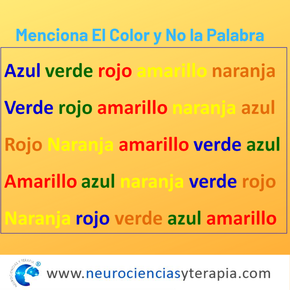 Efecto Stroop — nombra el color de la tinta, no la palabra